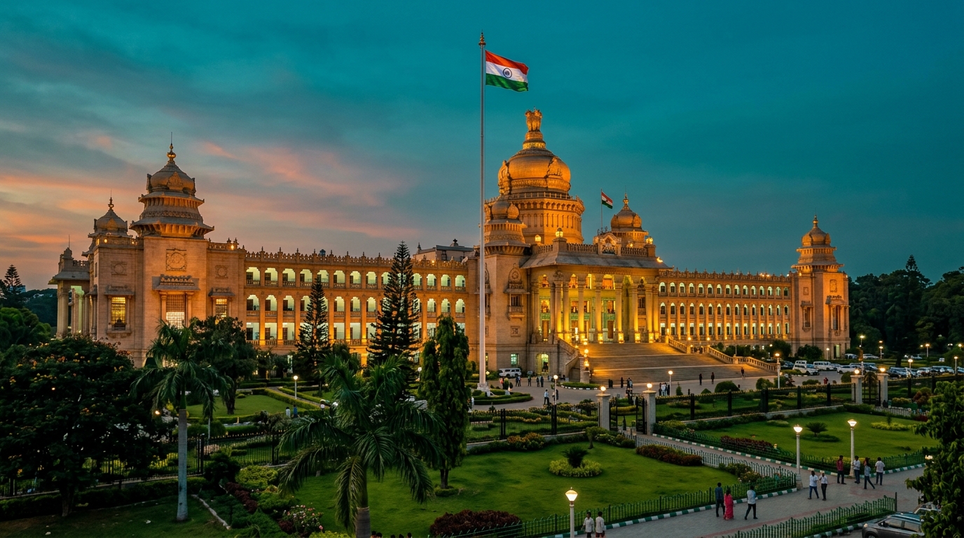 Real place photograph of Vidhana Soudha in Bangalore India
